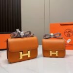 Hermes Constance Mini Epsom Gold Toned Hardware Orange 18Cm - Image 3
