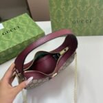 Gucci Ophidia Small Shoulder Bag Beige And Dark Red GG Fabric 22Cm ‎838463 FAE0P 9789 - Image 7