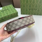 Gucci Ophidia Small Shoulder Bag Beige And Dark Red GG Fabric 22Cm ‎838463 FAE0P 9789 - Image 6
