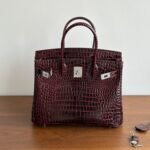 Hermes Birkin 30 Bordeaux Shiny Silver Hardware 30Cm - Image 2