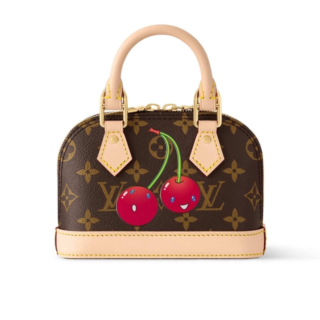 143-3 Louis Vuitton X Takashi Murakami Monogram Cerise Nano Alma Brown 16 Cm - Image 1