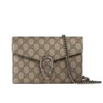 Gucci Dionysus GG Supreme Chain Wallet Beige And Ebony 20Cm ‎401231 KHNSN 8642