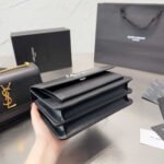 Saint Laurent Sunset Medium Chain Bag In Smooth Black With Silver Hardware 22Cm 442906D420N1000 - Image 7