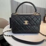 Chanel Flap Bag With Top Handle Bag With Gold Metal Black 25Cm A92236 Y60767 94305 - Image 2