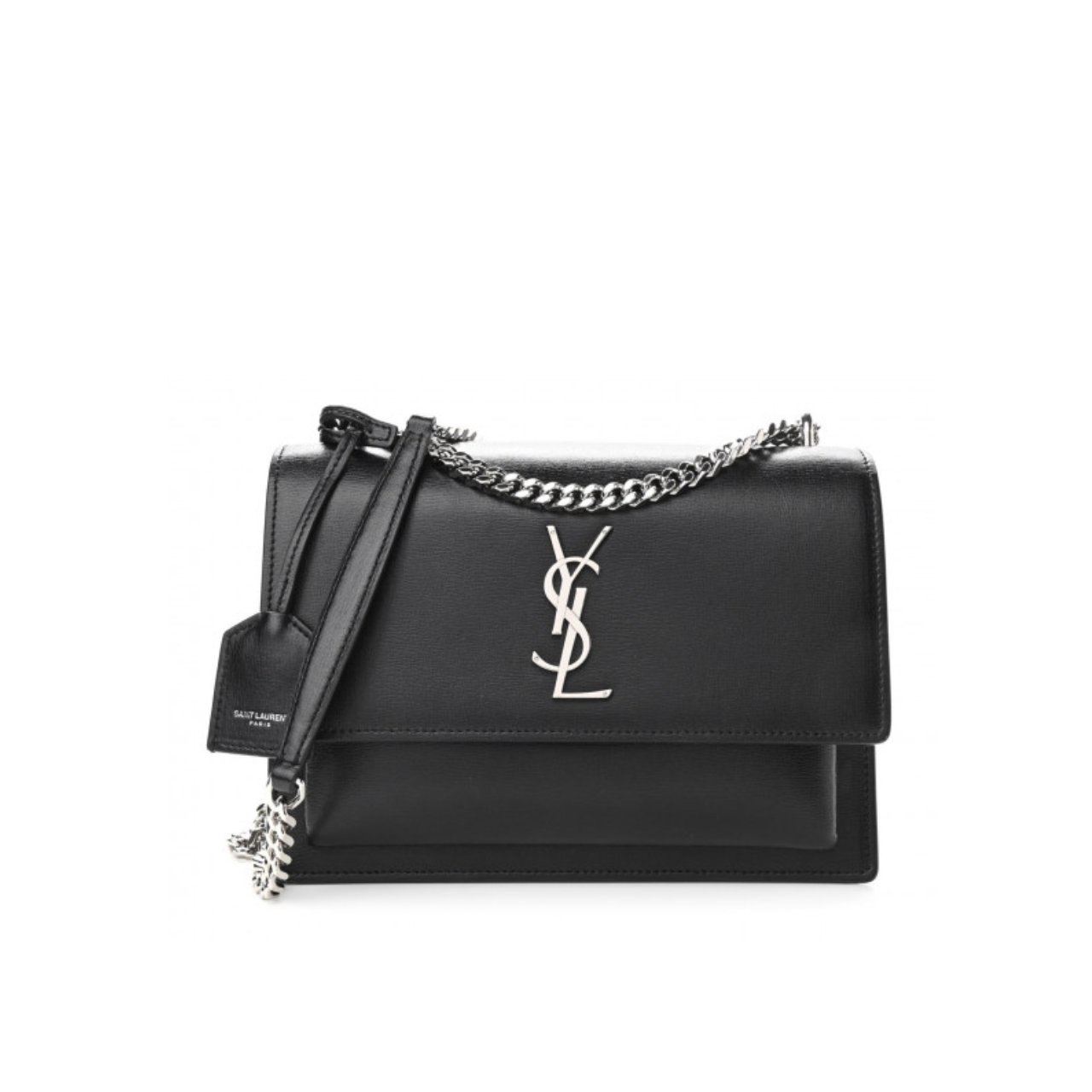 265-3 Saint Laurent Sunset Medium Chain Bag In Smooth Black With Silver Hardware 22Cm 442906D420N1000 - Image 1