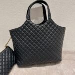 Saint Laurent Icare Shopping Bag In Quilted Black Gold 50Cm - Image 4