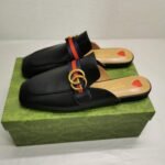 Gucci Women’S Princetown Slipper Double G Black Leather 423694 DKHC0 1061 - Image 2