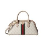 Gucci Ophidia Small Top Handle Bag Beige And White 30Cm