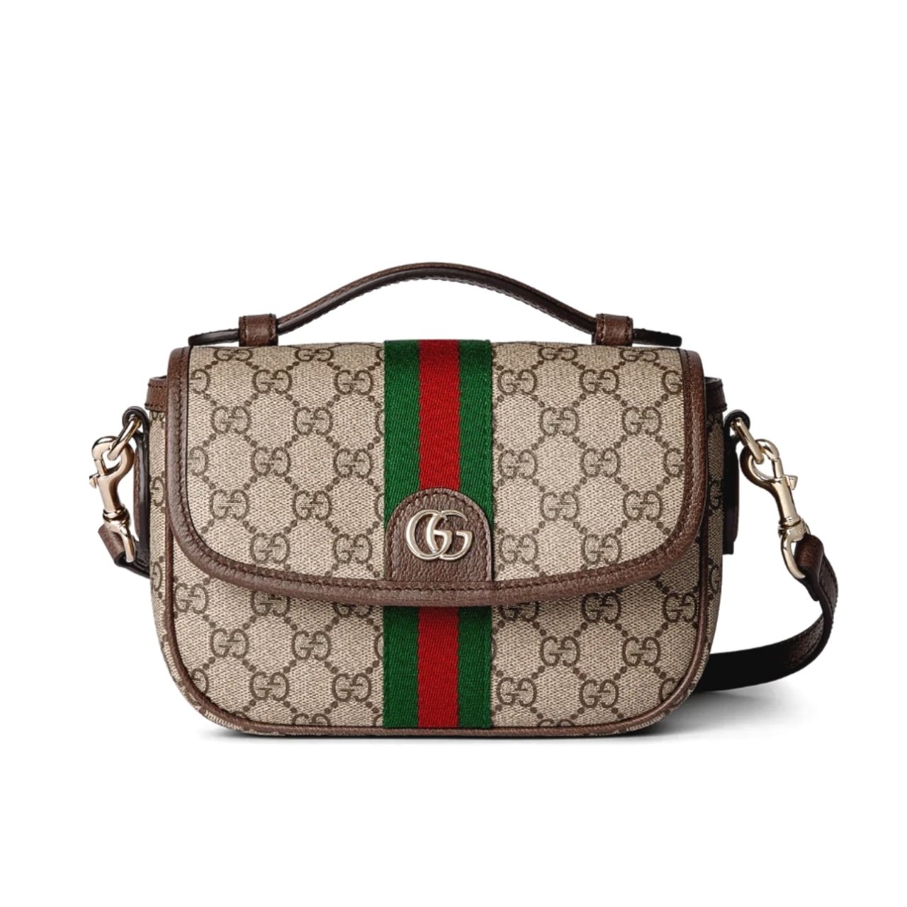 381 Gucci Ophidia Small Top Handle Bag Beige And Dark Brown 20Cm 836843 FAE0J 9867 - Image 1