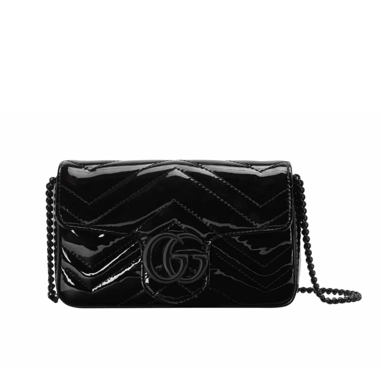 417 Gucci GG Marmont Patent Super Mini Bag Black 17Cm 476433 AACDE 1000 - Image 1