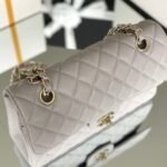 Chanel Classic Handbag Grey With Gold Hardware 26cm  A01112 - Image 3