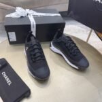 Chanel Logo Low Top Trainer Sneakers Black G35617 Y53646 94305 - Image 3