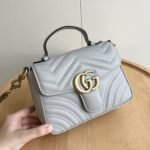 Gucci GG Marmont Matelassé Chevron Mini Top Handle Bag Light Grey 21Cm 547260 AABZC 1712 - Image 3