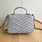 Gucci GG Marmont Matelassé Chevron Mini Top Handle Bag Light Grey 21Cm 547260 AABZC 1712 - Image 5