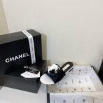 Chanel Camellia Slides Black White - Image 5
