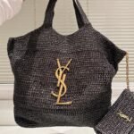 Saint Laurent Icare In Raffia Black 45Cm 772191GAAFM1000 - Image 2