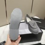 Chanel CC Nib Turnlock Moccasins Flat Loafers Grey - Image 2