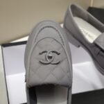 Chanel CC Nib Turnlock Moccasins Flat Loafers Grey - Image 3