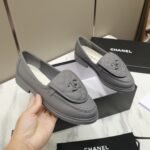 Chanel CC Nib Turnlock Moccasins Flat Loafers Grey - Image 4