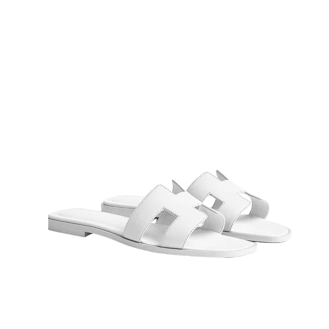 GCBB01-17 Hermes Oran Sandals Full White - Image 1