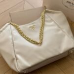 Prada Pomice Soft Calfskin Leather Chain Tote Bag White 38Cm - Image 2
