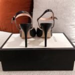 Gucci Ankle Buckle Strap Sylvie Chain Sandals In Black - Image 4