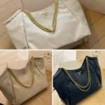 Prada Pomice Soft Calfskin Leather Chain Tote Bag Beige 38Cm - Image 3