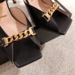 Gucci Ankle Buckle Strap Sylvie Chain Sandals In Black - Image 7