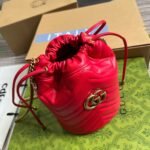 Gucci GG Marmont Matelassé Chevron Mini Bucket Bag Red 13Cm 575163 DTDHT 6832 - Image 6