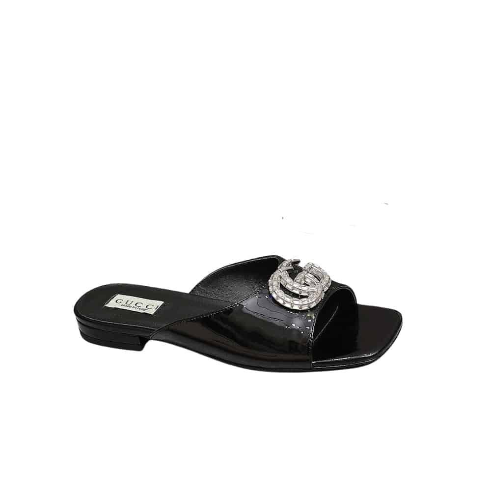 xr:d:DAFy0M-Gj-4:1415,j:9130333256089640288,t:23120108 Gucci GG Crystal Slippers Black - Image 1