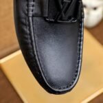 Louis Vuitton Loafer Matte Leather With LV Logo In Black - Image 7
