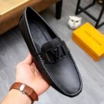 Louis Vuitton Loafer Matte Leather With LV Logo In Black - Image 8