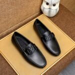 Louis Vuitton Loafer Matte Leather With LV Logo In Black - Image 2