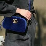 Gucci GG Marmont Small Camera Bag Velvet Dark Blue 23Cm - Image 3