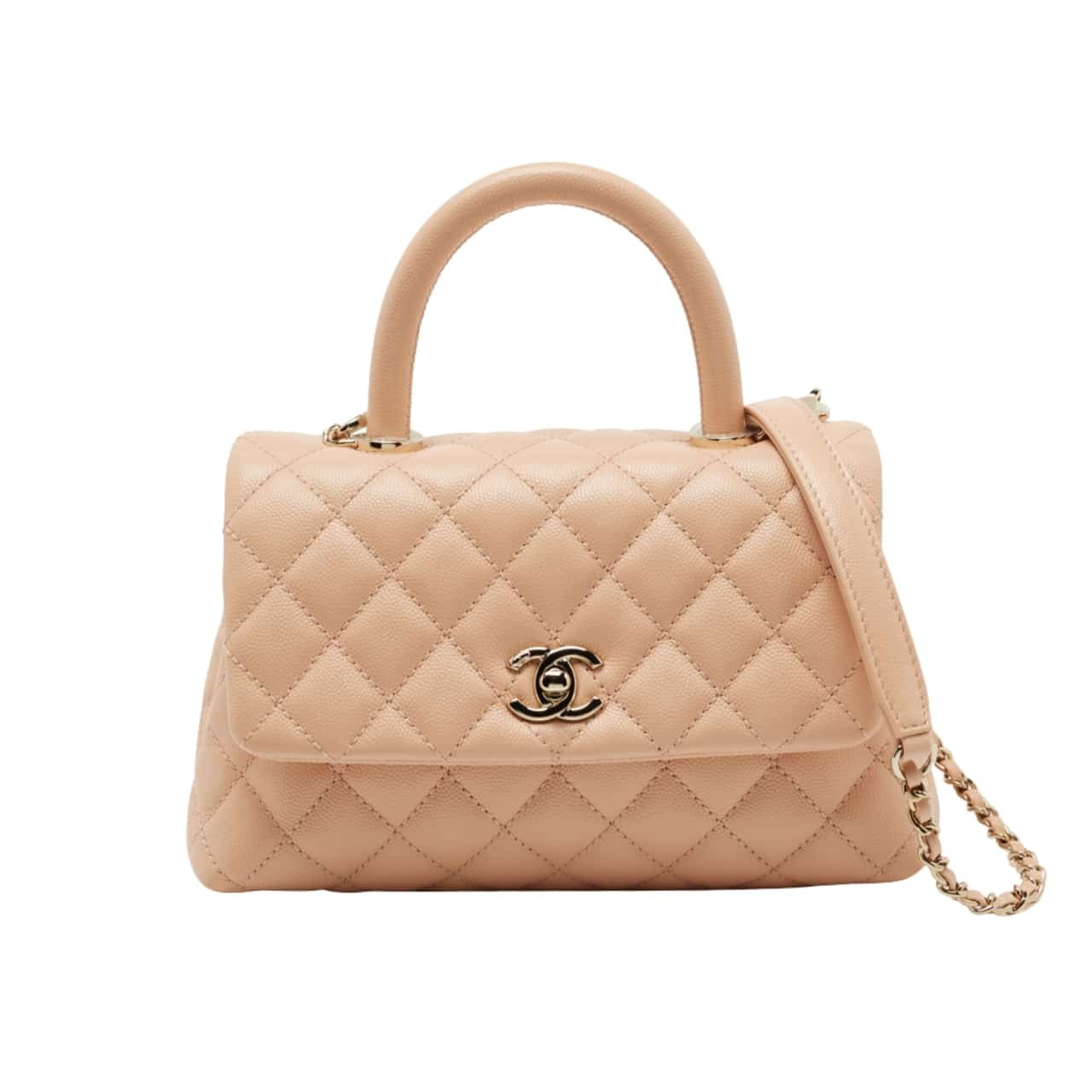 Thumbnail-10-1 Chanel Small Coco Handle Bag Dark Beige 23Cm A92990 - Image 1