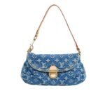 Louis Vuitton Pleaty Handbag Monogram Denim Blue 26Cm M95050