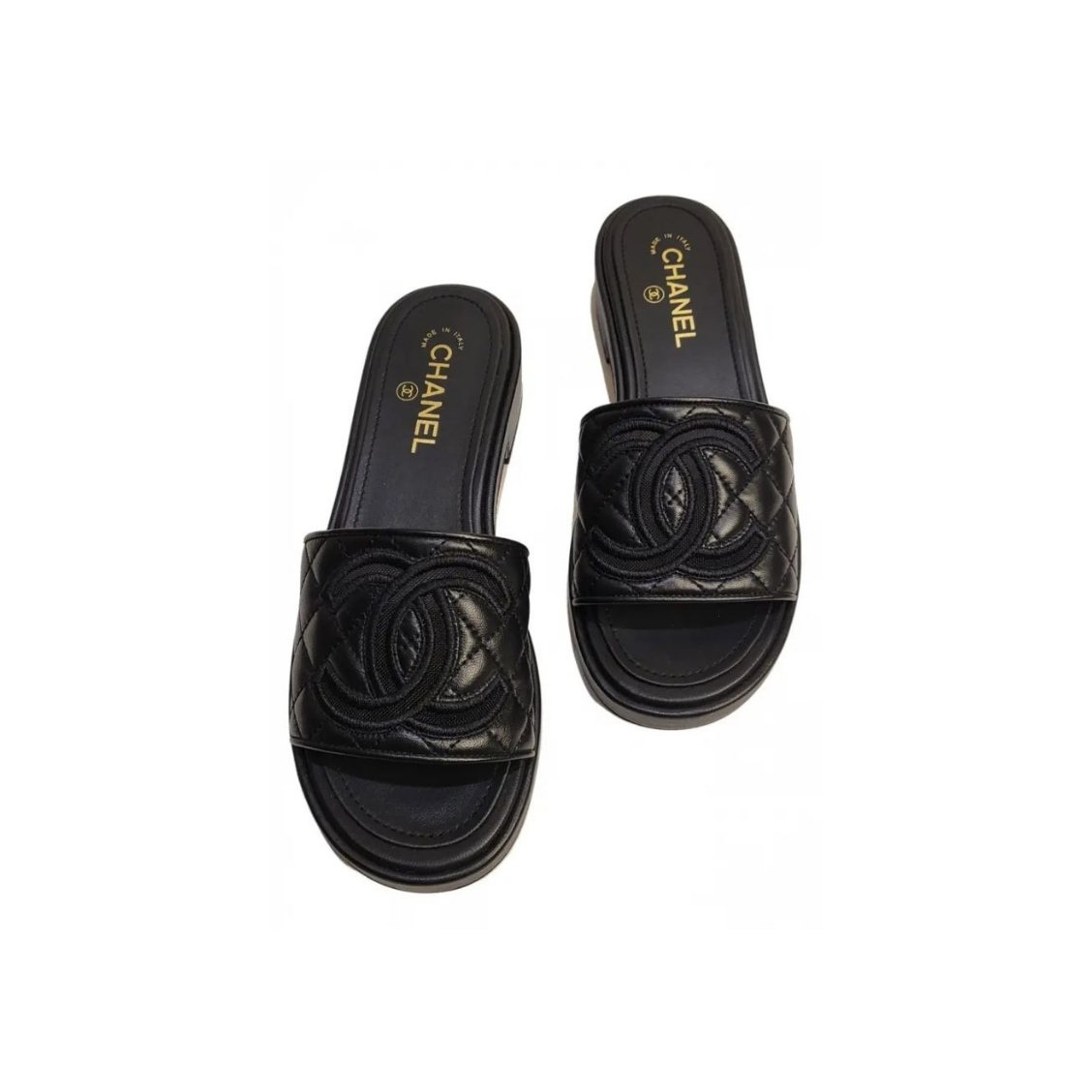 Thumbnail-52 Chanel Quilted CC Logo Mules Black - Image 1