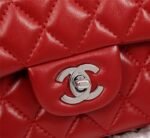 Chanel Medium Classic Double Flap Red Silver Hardware 25.5Cm - Image 6