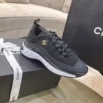 Chanel Logo Low Top Trainer Sneakers Black G35617 Y53646 94305 - Image 4