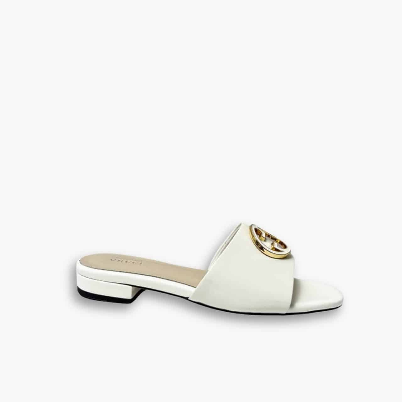 472 Gucci Women Round Interlocking G Sandal In White - Image 1